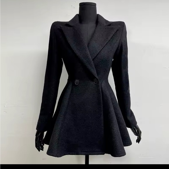 Source Unknown Jackets & Blazers - Black Faux Wool Coat